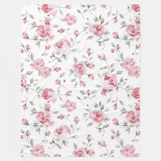 Cobertor De Velo Chuva de Noiva Floral com Rosas Cor-de-Rosa (Frente)