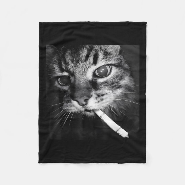 Cobertor De Velo Cigarro Gatinho Engraçado Fumar Gato Memória Céreb (Frente)