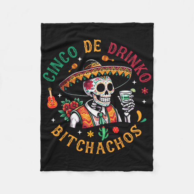 Cobertor De Velo Cinco De Drinko Achos Funny Cinco De Mayo Bebendo (Frente)