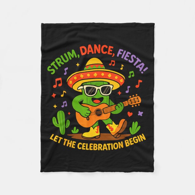 Cobertor De Velo Cinco de maio cacto engraçado sombrero tocar dança (Frente)