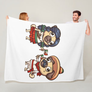 Cobertor De Velo Cinco de Mayo Pugs Fleece Blanket