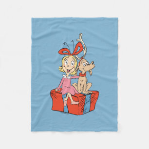 Cobertor De Velo Cindy Lou Who & Max Presente de Natal