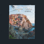 Cobertor De Velo Cinque Terre Italy Watercolor Vintage<br><div class="desc">Cinque Terre retro viagem art design. Cinque Terre é uma série de aldeias costeiras,  de séculos,  na robusta costa italiana da Riviera.</div>