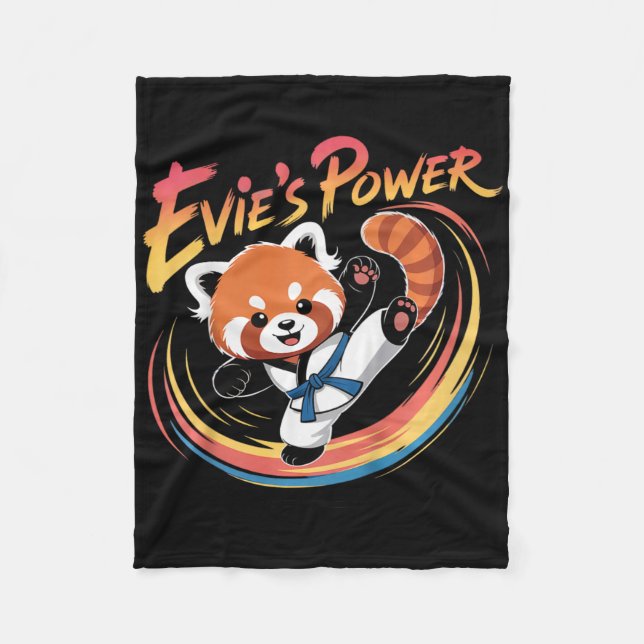 Cobertor De Velo Cinto Azul de Taekwondo Karatê do Panda Vermelho d (Frente)