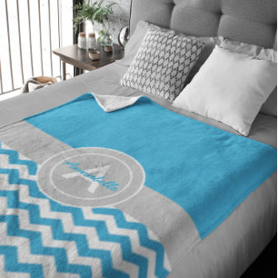 Cobertor De Velo Cinza Azul