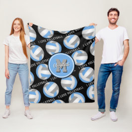 Cobertor De Velo cinza azul-clara Eu adoro o padrão de texto de vôl