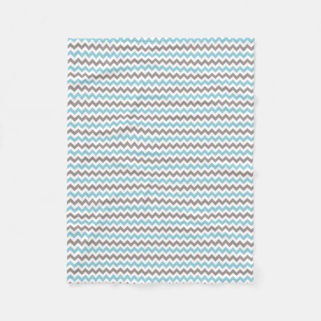 Cobertor De Velo Cinza Azul Moderno Chevron Fleece Blanket (Frente)