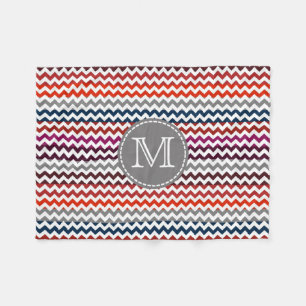 Cobertor De Velo Cinza branca vermelha Chevron Zigzag Monograma