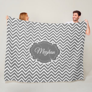 Cobertor De Velo Cinza Chevron Personalizado Fleece Blanket