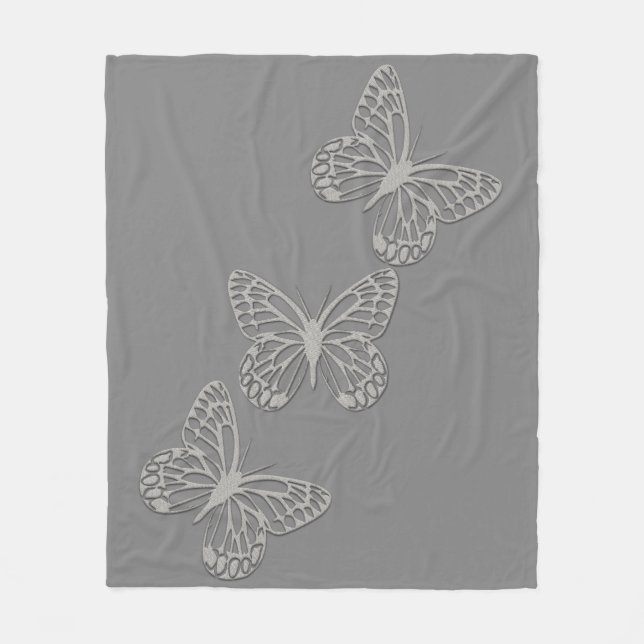 Cobertor De Velo Cinza de Borboleta Cozy Silver (Frente)