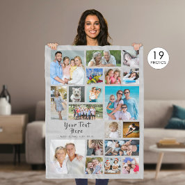 Cobertor De Velo Cinza de Colagem de Fotos Personalizada Moderna 19
