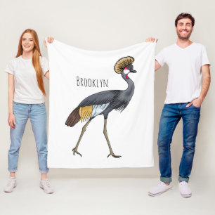 Cobertor De Velo Cinza de desenho animado de pássaros com guindaste