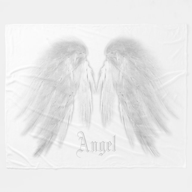 Cobertor De Velo CINZA de Nome Personalizado do ANGEL WINGS (Frente (Horizontal))