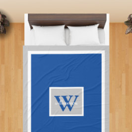 Cobertor De Velo Cinza e Blue Modern Simple Initial e Name