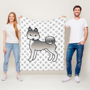 Cobertor De Velo Cinza E Galáxia Branca Klee Kai Cute Dog & Paws