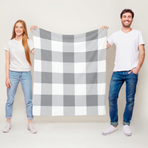 Cobertor De Velo Cinza E Padrão De Gingham Branco