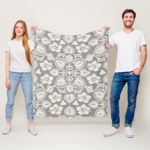 Cobertor De Velo Cinza Keoni Hawaiian Monstera Leaf Damask