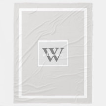 Cinza Moderno Simples Inicial e Nome Fleece Blanke