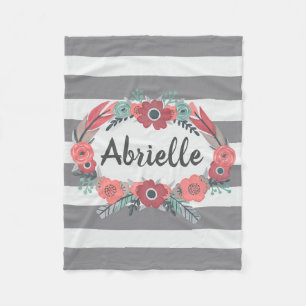 Cobertor De Velo Cinza personalizado, cobertura floral coral do