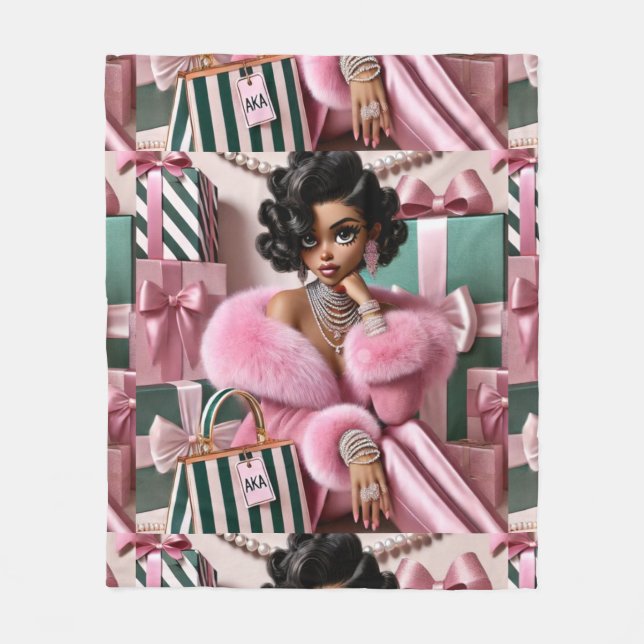 Cobertor De Velo Cinza Rosa E Verde (Frente)