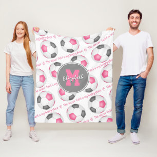 Cobertor De Velo cinza rosa O campo de futebol é meu lugar feliz