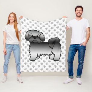 Cobertor De Velo Cinza Shih Tzu Cute Cartoon Dog Ilustração