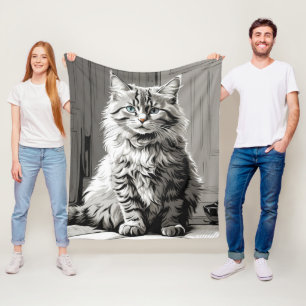 Cobertor De Velo Cinza Tabby Cat