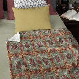 Cobertor De Velo Cinza Tan Brown Ochre Ivory Red Tribal Art Pattern