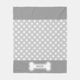 Cobertor De Velo Cinzas E Cães Brancos E Ossos Com Nome