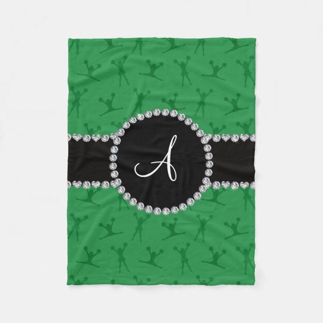 Cobertor De Velo Círculo preto de animação verde monograma (Frente)