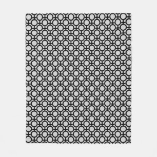 Cobertor De Velo Círculos Abstratos Modernos em Preto e Cinza Claro