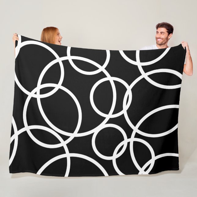 Cobertor De Velo Círculos brancos geométricos Abstrato preto modern (In Situ)