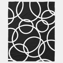 Cobertor De Velo Círculos brancos geométricos Abstrato preto modern