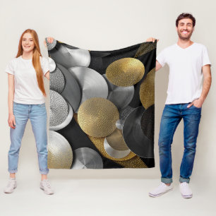 Cobertor De Velo Círculos Geométricos Modernos em Dourado e Prata