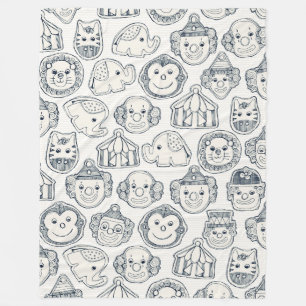 Cobertor De Velo circus cookies indigo ivory