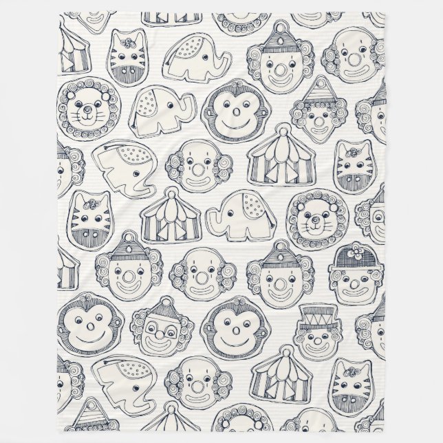 Cobertor De Velo circus cookies indigo ivory (Frente)