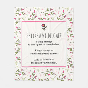 Cobertor De Velo Citação Inspirativa com Padrão de Flor Selvagem