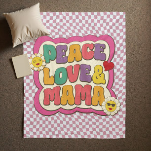 Cobertor De Velo Citação Retro Groovy Mama Tipografia Dia das Mães