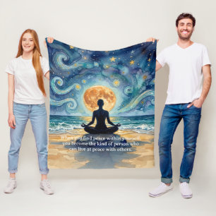 Cobertor De Velo Citações de Ioga Meditação Céu Noturno Estrelado L