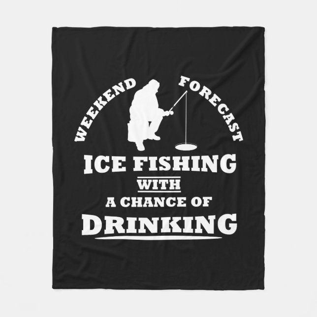 Cobertor De Velo Citações engraçadas sobre pesca no gelo com álcool (Frente)