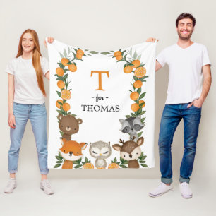 Cobertor De Velo Citrus Orange Woodland Greenerescência Animal Mon