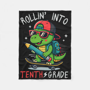 Cobertor De Velo Ck De Volta à Escola Entrando na 10ª Série T-rex S