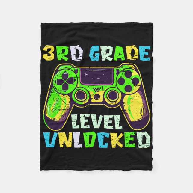 Cobertor De Velo Ck To School 3rd Grade Boys Gamer First Day Third  (Frente)