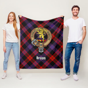 Cobertor De Velo Clan Brown Crest sobre Tartan