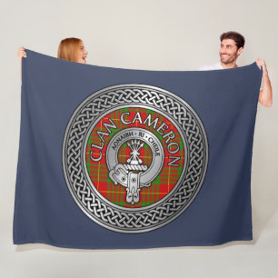 Cobertor De Velo Clan Cameron Crest & Tartan Knot Fleece Blanket