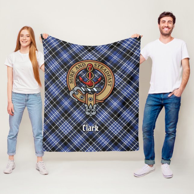 Cobertor De Velo Clan Clark Crest sobre Tartan (In Situ)