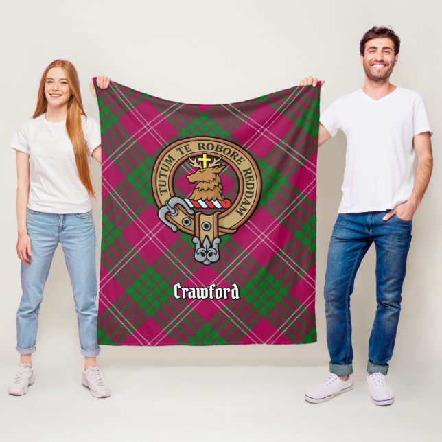 Cobertor De Velo Clan Crawford Crest sobre Tartan (In Situ)