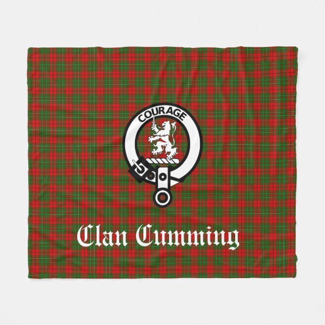 Cobertor De Velo Clan Cumming Crest Crachá e Tartan (Frente (Horizontal))
