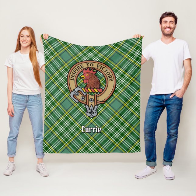 Cobertor De Velo Clan Currie Rooster Crest sobre Tartan (In Situ)