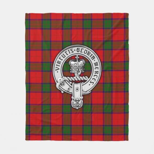 Cobertor De Velo Clan Donnachaidh (Robertson) Crest & Tartan (Frente)